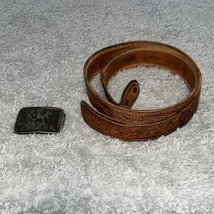 Vintage Tex Tan Leather Belt with changeable buckle  Sz‎ 42